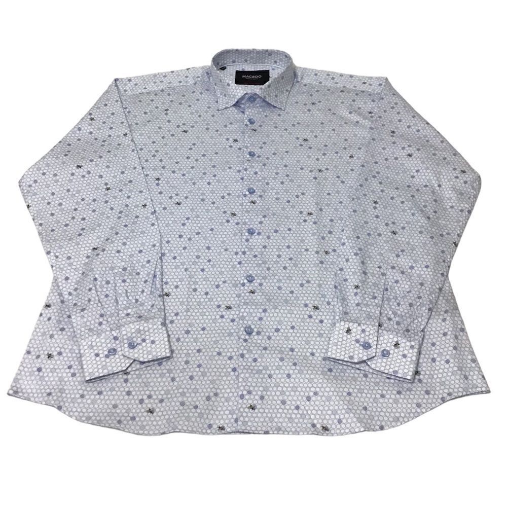 MACEOO White Long Sleeve Button Down Shirt Size XL
